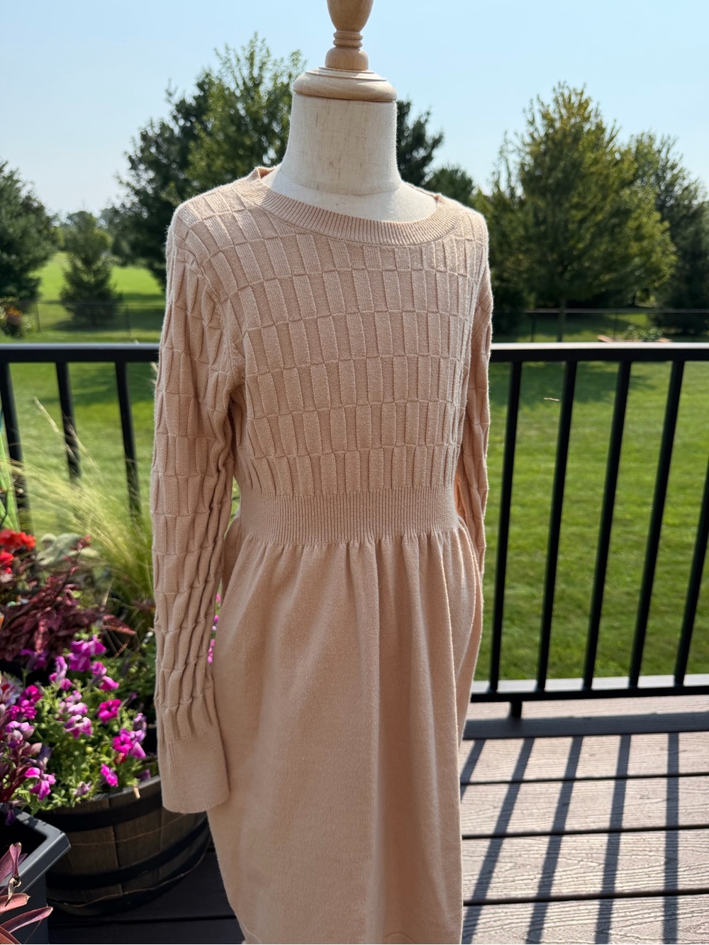 NWOT Girls Khaki Tan Knit Sweater Dress Size 7/8 (130) Long Sleeve - Picture 3 of 7